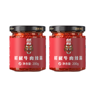 88VIP：虎邦 辣酱鲜椒牛肉辣酱200g*2瓶中辣拌饭酱下饭菜简单搭配香辣酱
