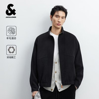 杰克琼斯 杰克·琼斯秋冬男装毛呢大衣皮标立领休闲廓形夹克226427008