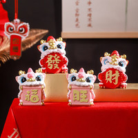 木易 国潮舞龙醒狮创意新年摆件车载摆件办公室桌面装饰品礼物 舞龙摆件-福旺发财(买三送一)