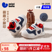 迷你巴拉 minibala）童鞋儿童学步鞋冬季新款加绒保暖男女童棉鞋宝宝小童缓震 白蓝色