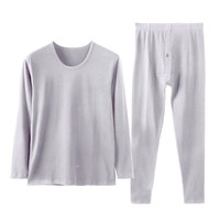 芬腾 甄选好面料 95%针织棉质保暖内衣套装 浅花灰 XL