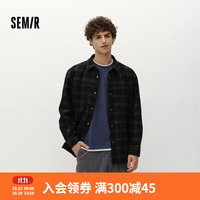 森马 长袖衬衫男冬季格纹灯芯绒外套翻领上衣可内搭可外穿101725105101