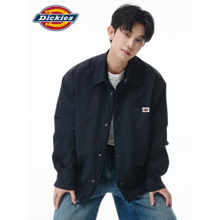 Dickies 潮牌假两件长袖衬衫男士2026秋季新款宽松休闲上衣穿搭外套服饰装 藏青色