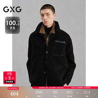GXG 男装 商场同款黑色全羊毛通勤短大衣外套冬季新品G24X064024 黑色 L
