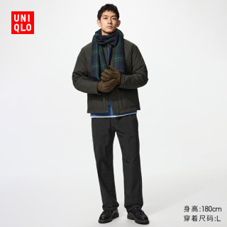 优衣库 弹力休闲长裤男装女装/休闲裤裤子487252 09 黑色 L