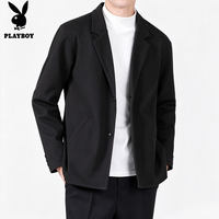 PLAYBOY 毛呢厚款男士休闲西服春秋季款宽松外套英伦百搭雅痞商务西装上衣
