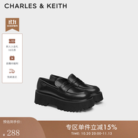 CHARLES & KEITH CHARLES&KEITH[折扣]复古厚底乐福鞋小皮鞋单鞋生日礼物送女友CK1-70580300 Black黑色 39 （250）
