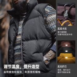 马登 工装美式90白鸭绒排骨羽绒黄色 【羽绒轻薄内胆/羽绒背心外穿/马甲羽绒男款/轻薄羽绒马甲】