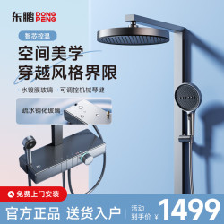 东鹏 淋浴花洒套装智芯控温全铜花洒数显氛围灯增压按摩沐浴花洒 智芯控温