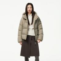 坦博尔 泡芙连帽羽绒服女短款面包服小个子秋冬外套TBF530360D 松木棕 M (165)（建议体重120斤-130斤）