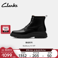 Clarks Badbury系列男士秋冬潮流高帮厚底牛皮马丁靴 黑色 261832627 41