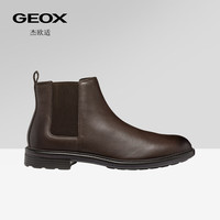 GEOX 男鞋早春纯色休闲复古切尔西靴套筒短靴 咖啡色 42