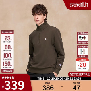 Champion 半拉链翻领卫衣男2025秋季立领上衣女 巧克力色 XL