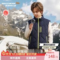 斯凯奇 儿童童装校服神器儿童棉服马甲背心男女童轻薄保暖 陨石黑 180