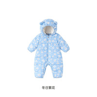 英氏 儿童羽绒服秋冬加厚保暖婴儿羽绒服连帽连体衣超韧绒 冬日繁花