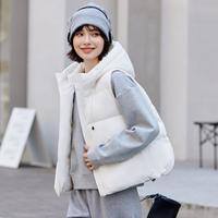 YAYA 鸭鸭 冬季90绒女式马夹纯色简约蓬松保暖通勤休闲短款连帽马甲女