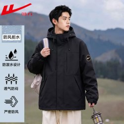 回力 户外冲锋衣男女款连帽夹克户外徒步登山冲锋衣外套