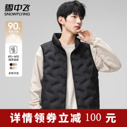 雪中飞 羽绒服男轻薄立领压胶保暖防寒羽绒马甲时尚外套百搭户外纯色外套 黑色（0444F款） S