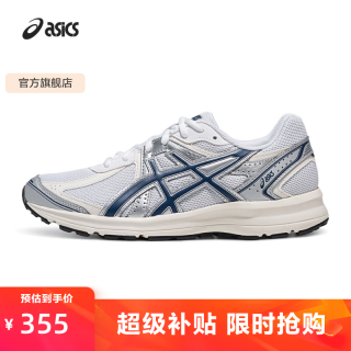 亚瑟士 运动休闲鞋男鞋潮流复古休闲鞋慢跑鞋舒适透气 JOG 100S 白色/蓝色