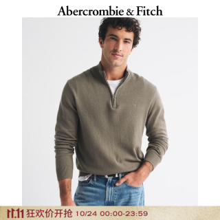 Abercrombie & Fitch 小麋鹿图案美利奴羊毛混纺半高领毛衣120-6133 卡其棕 M (180/100A)