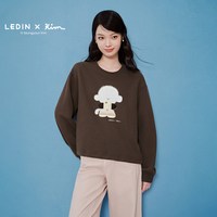 移动端：乐町 联名小狗卫衣女装加绒锁温宽松圆领绣花贴布绣短款秋冬季上衣