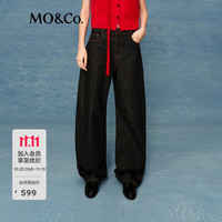 MO&Co. 牛仔裤2026春新品绳染原牛中腰弯刀裤MBF1JEN009 牛仔黑色 S 26