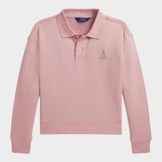 拉夫劳伦 Little Girl's & Girl's Logo Cotton Long-Sleeve Polo Shirt