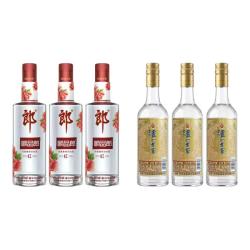 泸州老窖 二曲精酿 52度 500ml 光瓶口粮酒+顺品郎红顺 45度 480mL 6瓶组合装