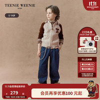 TEENIE WEENIE 男童撞色翻领针织开衫 棕色 140cm
