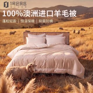 1号会员店 100%澳洲进口纯羊毛被抗菌加厚冬被保暖被芯220*240cm 7.6斤