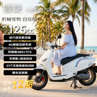 猎变 小肥鹅ABS+TCS版燃油踏板摩托车复古省油长续航 伊莎贝拉白26新款