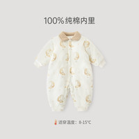 巴厘小猪 恒温桑蚕丝宝宝夹棉连体衣