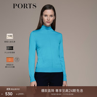 宝姿 女装秋冬镂空条纹logo绣花针织衫 大西洋蓝 S