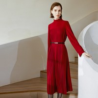 移动端：颜域 复古高级感连衣裙秋季2026新款女装优雅红色气质小香风裙子女