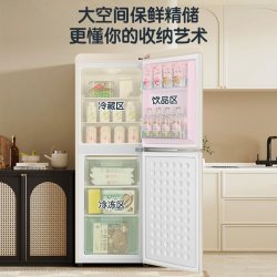 奥克斯 复古冰箱小型家用双开门大容量出租房宿舍二人用