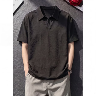 月伊纺 夏季冰丝POLO衫男士百搭短袖宽松大码体恤青年半袖潮流上衣打底衫