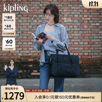 kipling 凯浦林kipling生日礼物男女款大容量邮差公文包手提托特包 M-黑皮诺色[可放15寸电脑 18.5L]