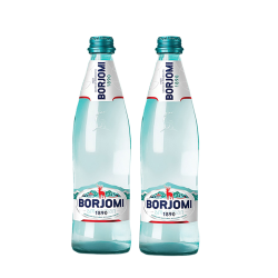 格鲁吉亚进口borjomi波尔若米天然气泡水矿泉水500ml*2瓶装