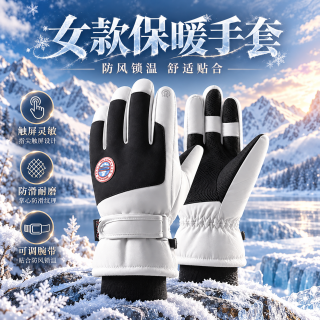 勋阳宇乐 保暖冬天防寒风触屏防水滑雪手套