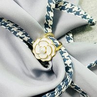 新款高档优雅大珍珠精致丝巾扣简约百搭衣角扣白色