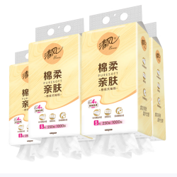 清风 悬挂式卫抽纸 4层1000张*5提(250抽/提）