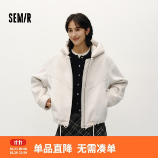 森马 女士含羊毛 毛呢外套