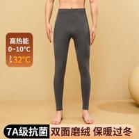 JIUBAOCHAO男女保暖裤 秋冬季加绒加厚 高腰德绒 发热秋裤打底裤弹力 深灰
