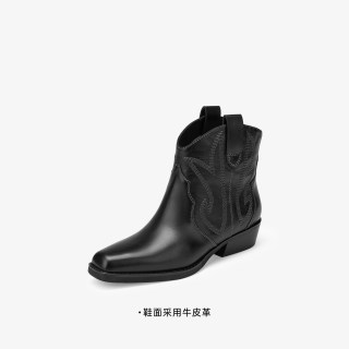 高跟73小时 女鞋自由气息2026秋冬新款显瘦游牧风西部靴女短靴时装靴