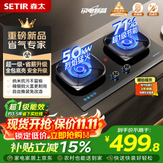 森太 燃气灶液化气嵌入式台式5.0kW猛火煤气灶双灶超一级能效燃气灶具JZY-TA93
