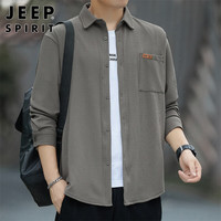 JEEP SPIRIT 吉普长袖衬衫男春季工装外套男士衬衣男款上衣  灰绿色 XL