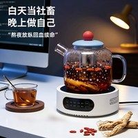 木土日青 养生壶炖煮一体2026新款家用办公室小型恒温保温全玻璃煮茶烧水壶