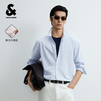 杰克琼斯 杰克·琼斯（JACK&JONES）牛津纺 长袖衬衫男士26年秋季竖条纹弹力精致刺绣休闲衬衣 C39天蓝  常规 M