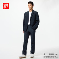 优衣库 易打理快干弹力轻型长裤加长款男装休闲西裤仿棉质款482903 482903/69藏青色 82 /170/82A