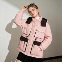 TEENIE WEENIE 女士连帽拼接撞色羽绒服